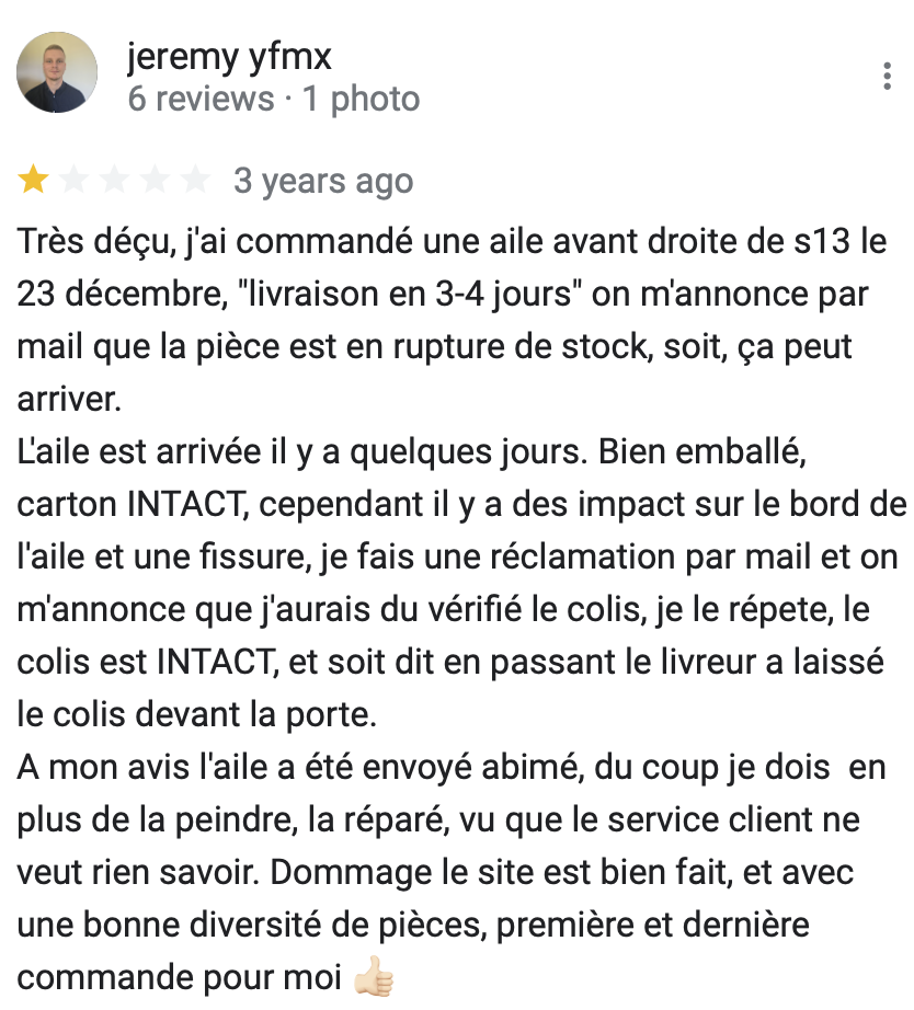 Avis négatif 1